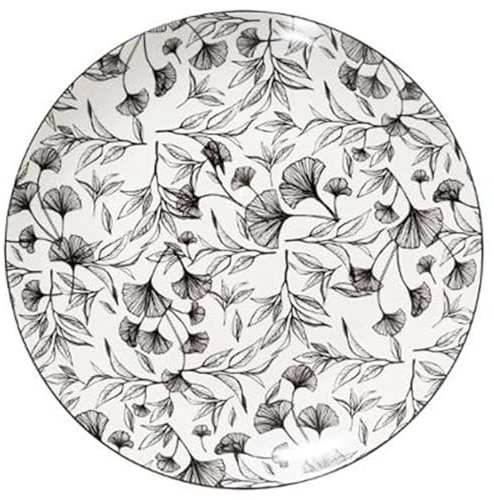 Secret de Gourmet - Lot de 6 Assiettes Plates Black Floral 27cm Noir