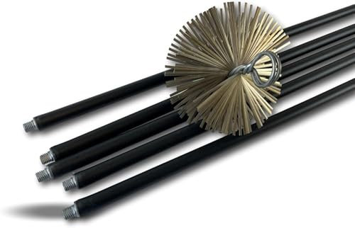 Kit de ramonage classique conduits non gainés | Hérisson acier plat | Ø 250 mm | 5 * 1,4 m | 5 cannes noires Ø 17mm creuses | Cheminées | Kibros 4KIT250ACO