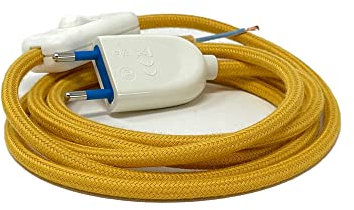 Cablaggio per Lampada Abat-Jour con cavo elettrico tessuto. Colori Vari. (Senape)