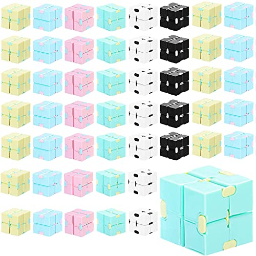 Chivao 48 Pcs Infinity Cube Sensory Toy Infinite Cube Fidget Toy Stress Relieving Handheld Infinite Flipping Hand Desk Gift Portable Blocks for Teen Adult Anxiety Stress Relief(Macaron Style)