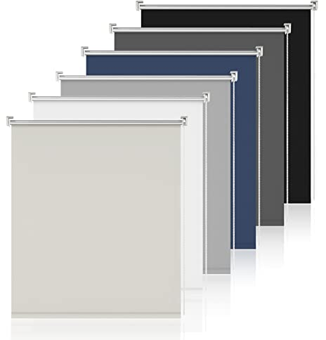 Thermo Rollos für Fenster ohne Bohren Klemmrollo ohne Bohren Creme B60 x H200cm-Stoffbreite 55cm Verdunklungsrollo ohne & mit Bohren Rollo innen Fenster Sonnenschutzrollo für innen