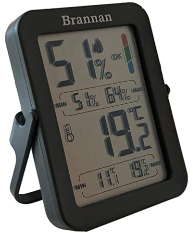 Brannan Thermomètre hygromètre d'intérieur Max Min – Thermomètre précis de la température d'enregistrement minimale maximale Affichage numérique pour surveiller la maison, le bureau