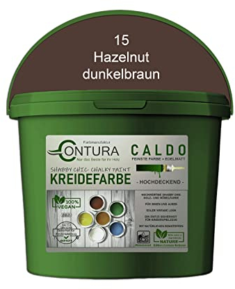 Contura BeGreen 1Kg. Kreidefarbe Shabby Chic Möbellack Lack Möbel Farbe Holzlack Natur (15 Hazelnut Dunkelbraun)