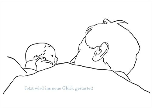 Unbekannt Im 5er Set: Geburtsanzeige mit Vater und Baby: Jetzt Wird ins Neue Glück gestartet (blau)