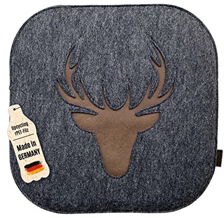 kontor28® - Sitzkissen Filz handgefertigt Made IN Germany | Sitzkissen Stuhl 37,5x37,5 cm aus rPET-Filz extra weiche und robuste Polsterung | Sitzauflage Stuhl für In- und Outdoor | anthrazit 1er-Set