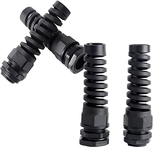 Connettori per pressacavo, PG7 in plastica, foro per filo IP68 impermeabile, protezione flessibile a spirale contro le sollecitazioni per cavi di diametro 3-6 mm, 4 pz