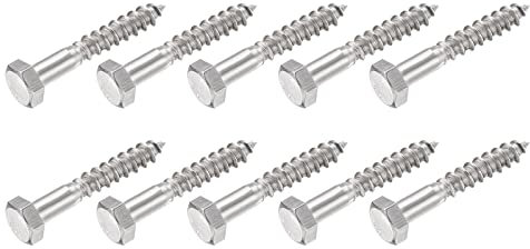 METALLIXITY Sechskantschrauben (M8x50mm)10Stk 304 Edelstahl Stahl Selbstschneidende Holz Schrauben - für Haushalts Anwendungen