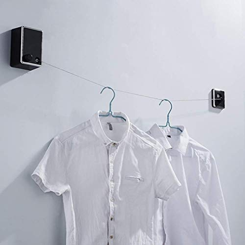 VVHUDA Startseite Stahldraht Unsichtbare Wand Kleiderbügel Indoor Einziehbare Solide Wäscheleine Einziehbare Unsichtbare Wäscheleine Wäschetrockner, Schwarz, 11.9X6x8.3cm kleines Geschenk
