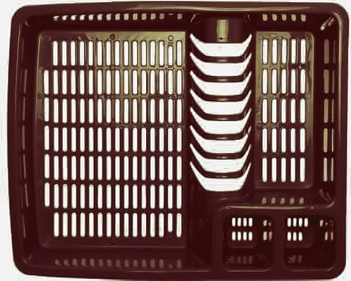 ECO Large Plastic Dish Drainer Rack | Heavy Duty Sturdy Dish Rack for Kitchen Countertop | Brown Dish Drainer for Efficient Kitchen Organization & Cutlery Placement (Brown)
