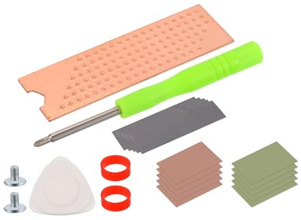 QUARKZMAN 1Stk M.2 2280 NVME SSD Kühlkörper Kühler Kupferkühlkörper mit Silikon Wärmeleitpads, Dreieck Hebeln Werkzeug, Schraubendreher, Schrauben, Silikon Ringband,74x22x1mm
