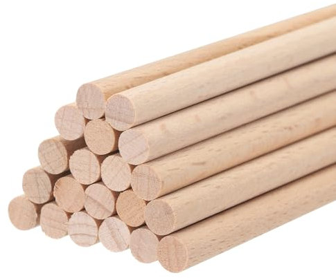 QUARKZMAN Holzdübelstangen Holzstäbe, 15cmx0.6cm Runde Holzdübelstangen für DIY, Kunstdekoration, Bastelstab, handgefertigte kleine Holzstäbe, Packung mit 20 Stück