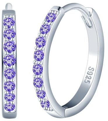 CPSLOVE Orecchini Cerchio da Donna Ragazze Eleganti Orecchini Cerchi con Zircone in Argento 925 Orecchini Creole de Diametro 1.4cm