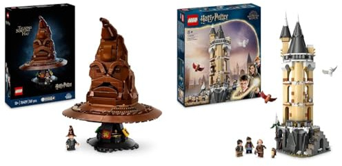 LEGO Harry Potter Der Sprechende Hut, Hogwarts-Modell für Erwachsene & Harry Potter Eulerei auf Schloss Hogwarts, Abenteuer-Set mit Spielzeug-Tieren und 3 Mini-Figuren