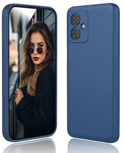 DESSEN Funda para Motorola Moto G54 5G - Líquida Silicona Carcasa con Forro de Microfibra Antiarañazos Delgada y Suave TPU Cover Anti-Choques Protectora Case, Azul