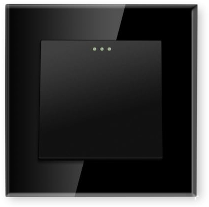 PANGTZEEN Lichtschalter Unterputz 1 Fach 2 Wege Gehärtetem Glas Rahmen 10A 86mm Ein Aus Taste Wand Schalter Schwarz Kein-Neutralleiter für Wohnzimmer Schlafzimmer Küche Büro