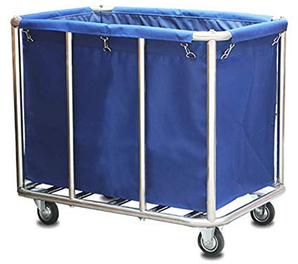 Bewegliche Trolleys, Haushalts-Servierwagen, Gewerblicher Hotel-Wäschesortierwagen Mit Taschen, Edelstahl-Reinigungswagen, Wäschewagen Auf Leisen Rädern/Blau/91 * 65 * 80 Cm (Blau 91 * 65 * 80 Cm)