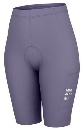INBIKE cykelshorts kvinnor 3D vadderad med fickor snabbtorkande sommar UV-skydd hög midja halkskydd MTB CJ310, VIOLETT, XS Slim Short