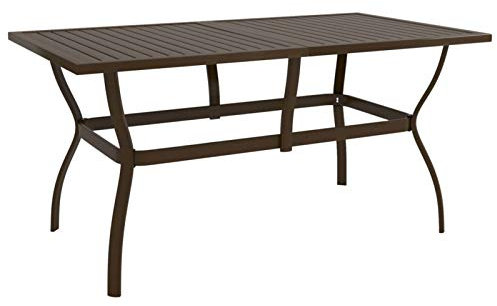 ARKEM Tavolo da Giardino Marrone 140x80x72 cm in Acciaio,Tavolo Pieghevole Rettangolare Multifunzione Con Piano E Struttura Richiudibile Salvaspazio, Per Arredo Esterno, Interno, Giardino, Terrazzo, P