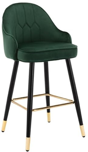 DRMEE Barhocker Höhenverstellbar Barhocker Samt Thekenhocker Mit Rückenlehne Metall Gepolsterter Sitz Hocker Hohe Hocker Barstuhl Bar Hocker(Grün,Sitting Height 75cm)