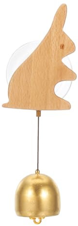 PATIKIL Timbre de Mercaders, Timbre de Puerta de Madera con Campanillas Metálicas con Ventosa para la Apertura de Negocios al Entrar, Decoración de Conejo