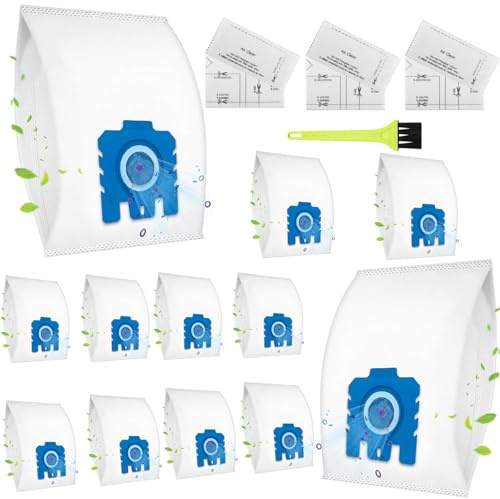 Swetfela Lot de 12 Sac Aspirateur pour Miele GN Série Complete C2 C3 Classic C1 3D Efficiency S2 S4 S5 S6 S8 Sac à Poussière avec 3 Filtres de Moteur en Microfibre
