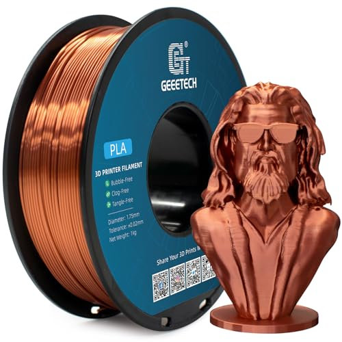GEEETECH PLA Filament 1.75mm Silk Copper, 3D Drucker Filament PLA 1kg Spool, Silk Filament mit Seidige Druckoberfläche, Maßgenauigkeit +/-0.02 mm