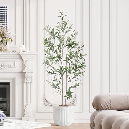 Dripex 150CM Artificial Olive Tree 5FT Tall Faux Silk Olive Plant Lifelike Fake Tree for Home Office Indoor Decor (Style 4)