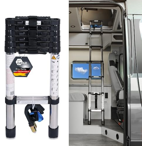 your GEAR Pescara - Scala telescopica 2 m in acciaio, max150 kg, scala stretta per camper e camper