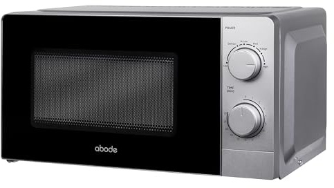 Abode 20L Manual Microwave Silver 700W with 5 Power Levels & Timer, Button & Dial Control, Defrost Function, AMM2005S (Manual, Silver)