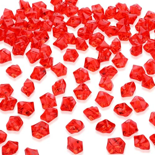 AWARDSEN 500 Stück Acryl 14 mm Diamanten Rot, Edelsteine für Kinder mit Box | AWARDSEN Rote Edelsteine für Deko Hochzeit, Tischdeko, Vasenfüller, Party, Aquarium, Kunsthandwerke Deko