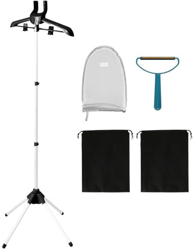 Cintre à vapeur pour vêtements, cintre pliable avec gant de repassage, support pour fer à vapeur avec rotation à 360°, longueur ajustable de 84 à 160 cm, support de séchage portable pour vêtements