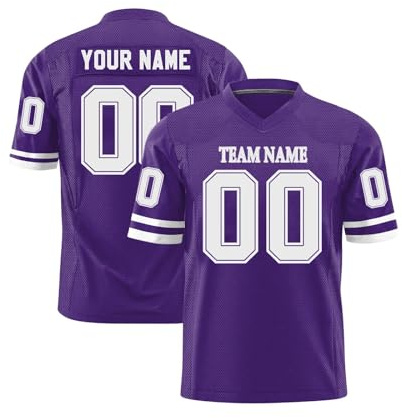 Custom American Football Jersey for Men Women Youth Preschool Quick Dry Breathable T Shirt Personalized Sports Jerseys Printed Team Logo Name Number Purple