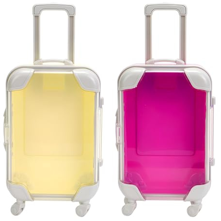 Riceel Mini Koffer Geschenkbox, 2 Stück Reise Geschenk Reisekoffer Miniatur 12.5x7x3.5cm Kreative Koffer Spardose Kreative Geschenkbox für Geld & Gutscheine Pink und Gelb