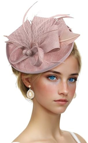 Generisch 2025 - Chapeaux bibi pour femmes, vêtements vintage de fête de thé, tenue, bandeau, chapeau d'église pour femmes et petits enfants, Rose, taille unique