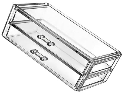 Lilinzhi Caja de almacenamiento de cosméticos de acrílico transparente con cajones extraíbles para organizar joyas de maquillaje en escritorio o encimera