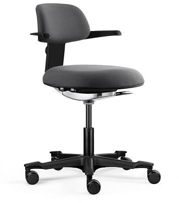 hjh OFFICE ergonomisk arbetsstol Work 40 stol med höjdjusterbart ryggstöd, justerbar sittlutning och sittdjup, stabilt nylonfotkrys, mörkgrå