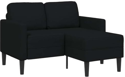 INLIFE 2-Sitzer-Sofa mit Chaiselongue L-Form Schwarz 125 cm Stoff,Möbel,Sofas,Schwarz,27.2 KG,4107063