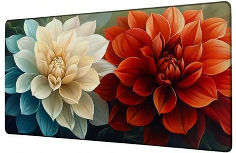 XXL Mouse Mat Red Gaming Mouse Pad 47.2x23.6 inch Large Desk Mat Flower Desk Accessories Mousepad Computer Accessories Office Product Improved Precision Speed Mousemat, for Home Office Gaming D-288