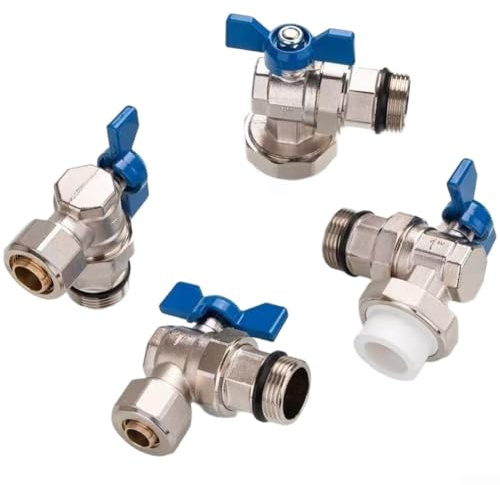 Valvola a sfera collettore per riscaldamento a pavimento, valvola a sfera angolare per tubo in plastica e alluminio, valvola a compressione PPR da 16-32 mm