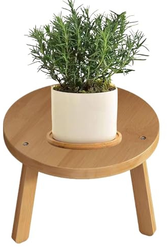Aeimekfal Taburete Pequeño de Madera | Elevador para Flores y - Expositor de Jardín Exterior - para Tocador, Ventana, Dormitorio, Salón, Exterior, Jardín, Balcón, Cuarto de Baño, Estilo Rústico