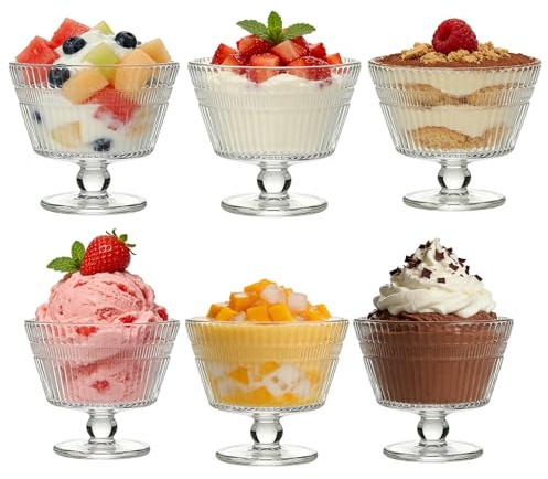 Haayymo Lot de 6 coupes à dessert de 250 ml, coupes à glace en cristal sans plomb, petites coupes de service pour fruits, gelées et collations, verrerie résistante