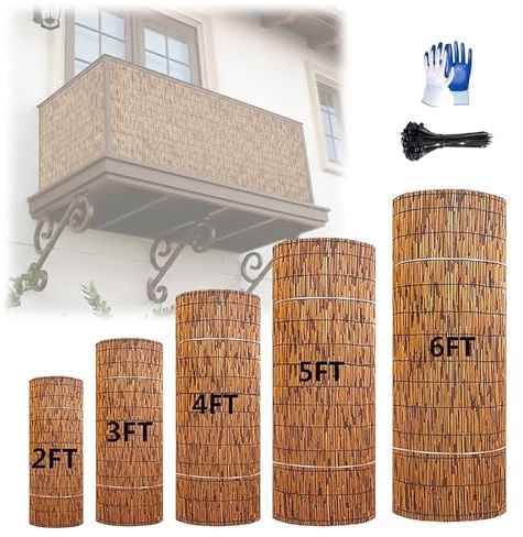 Arellas in Bambù Arrotolabile, Recinzione Frangivistas per Balcone e Giardino, Canniccio Ombreggiante per Privacy Esterno, Stuoia in Canna per Terrazza, Divisorio 30-200cm(Marrone,60x220cm)