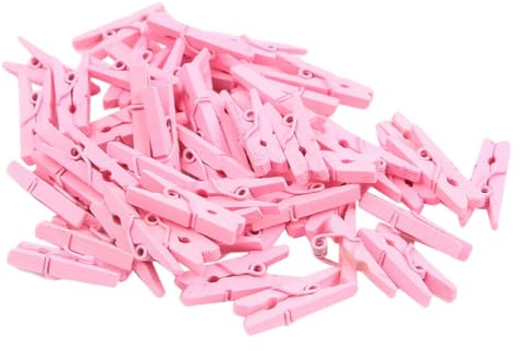 Homoyoyo 100 Pezzi Mini Mollette di Legno Rosa Mollettine Decorative Resistenti per Foto Carta Artigianato e Organizzazione Cavi Clip Versatili per Appendere Foto Quadri e Decorazioni