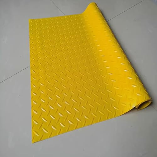 Alfombra de piso de garaje, rollo de vinilo para suelo, 1,5 mm de grosor, diseño de placa de diamante para coches, SUV, camiones, 1,5 x 5 m, superficie duradera y antideslizante, fácil de limpiar