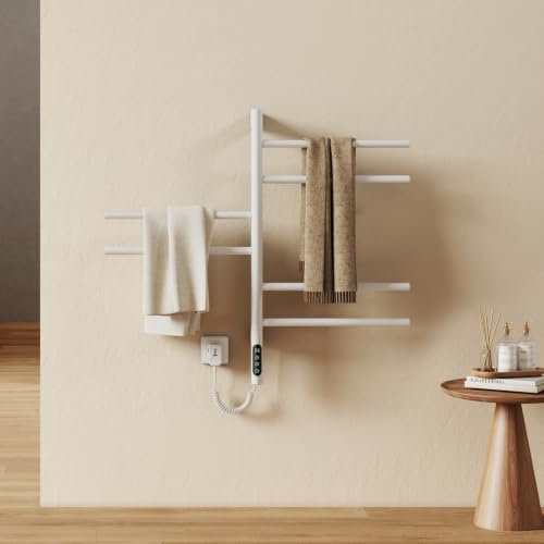 EMKE Toallero Eléctrico Giratorio WiFi Bajo Consumo, 78x45 cm,Blanco