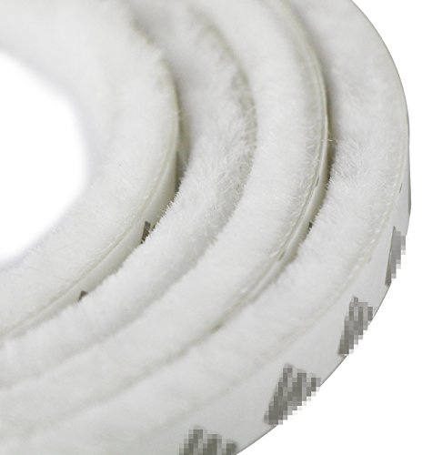 UOOOM 5 m a Prueba de Viento de Polvo Puerta Ventana Strip Pegatina de Sellado Cepillo Strip 9 x 9 mm (Blanco)