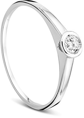 Orovi Damen Verlobungsring Gold Solitärring Diamantring 9 Karat (375) Brillanten 0.10crt Weißgold Ring mit Diamanten Ring Handgemacht in Italien