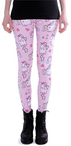 cosey - Bedruckte Bunte Leggins (Einheitsgröße) Verschiedene Leggings Designs, Einhörner Pink, Einheitsgröße