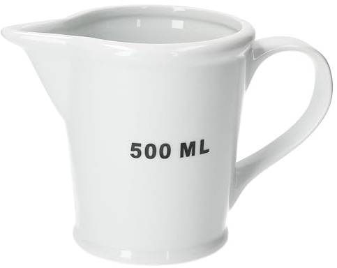 Messbecher 500ml aus Porzellan weiß I 12,5 x 11 cm I Messkanne mit Ausgießer I Maßangaben in 100ml Schritten I Backzubehör