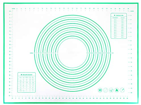 GWHOLE Silikonmatte Backmatte Groß Teigmatte Antiruscht Grün mit Messung, 80 x 60 cm